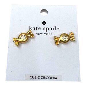 Kate Spade New York Gold Tone Candy Cubic Zirconia Stud Earrings New Gift Y2K
